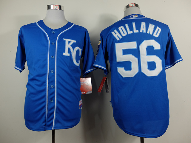 Men Kansas City Royals #56 Holland Blue MLB Jerseys